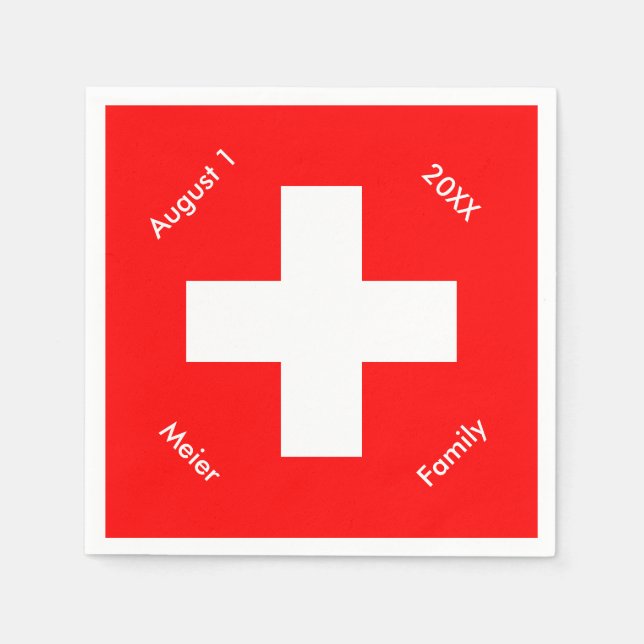 Personalised Swiss Flag Custom Switzerland Napkin (Front)