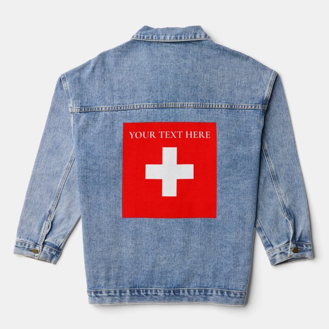 Personalised Switzerland Flag Schweiz Swiss Europe Denim Jacket (Back)