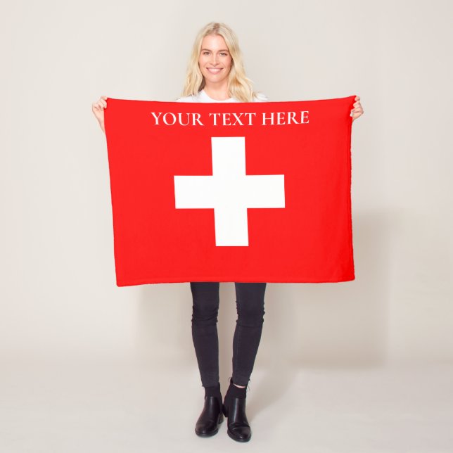 Personalised Switzerland Flag Schweiz Swiss Europe Fleece Blanket (In Situ)