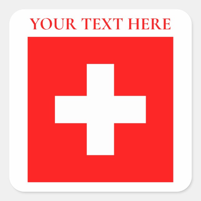Personalised Switzerland Flag Schweiz Swiss Europe Square Sticker (Front)
