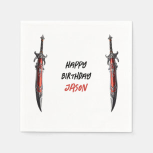 Personalised Sword Birthday Party  Napkin