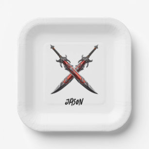 Personalised Sword Birthday Party Paper Plate