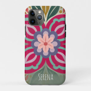 Personalised Symmetrical Folk-Art Floral Medallion iPhone 11 Pro Case