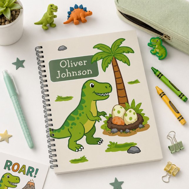Personalised T-Rex Cute Dinosaur School Notebook (Creator Uploaded)