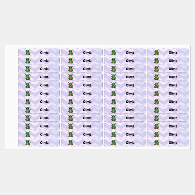 Personalised T-Rex Dinosaur Iron-On Name Labels (Sheet)