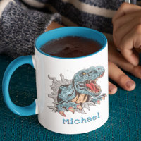 Personalised T-Rex dinosaur mug
