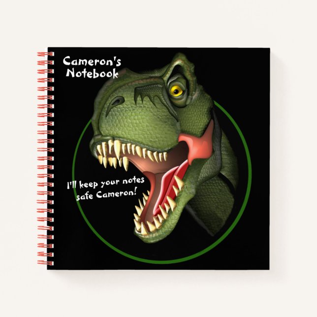 Personalised  T-Rex Dinosaur Notebook (Front)