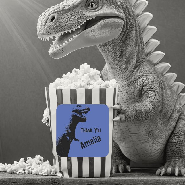 Personalised T-Rex  Dinosaur Thank You  Square Sticker (Creator Uploaded)