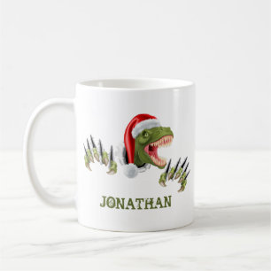 Personalised T-Rex Santa Claus Dinosaur  Coffee Mug
