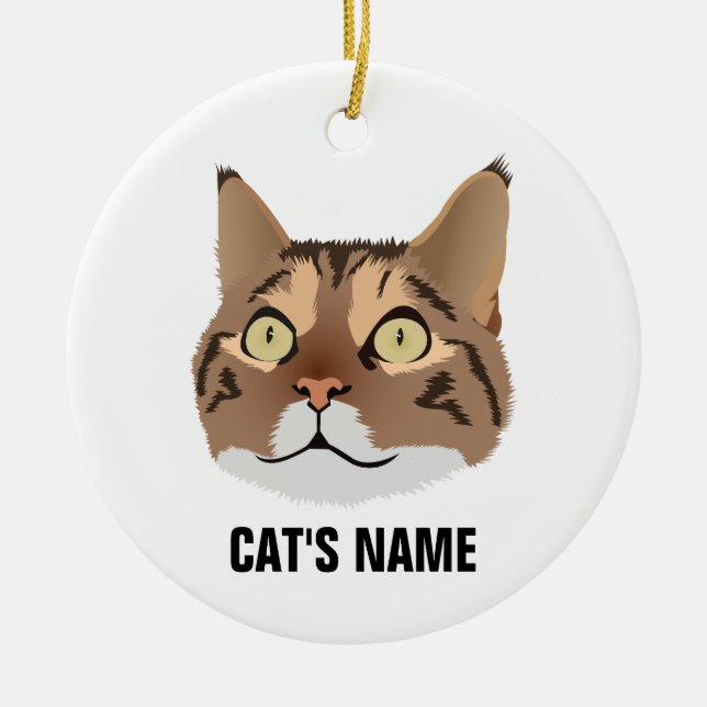 Personalised Tabby Cat Ceramic Ornament (Front)