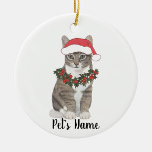Personalised Tabby Cat (Grey) Ceramic Ornament