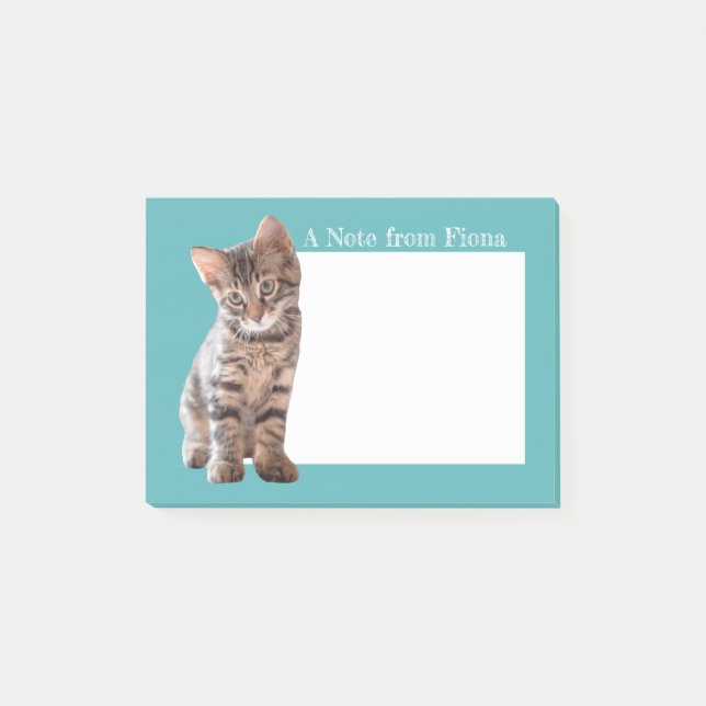 Personalised Tabby Cat Kitten Photo Illustrated Post-it Notes (Front)