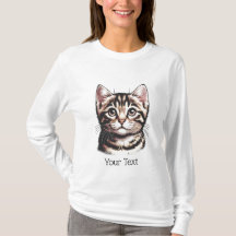 Personalised Tabby Face Long Sleeve T-Shirt