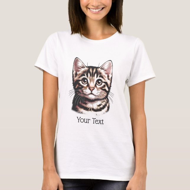 Personalised Tabby Face Women's T-Shirt (Front)