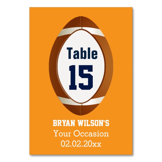 Personalised table numbers Sports Party football (Front)
