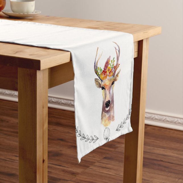 Personalised Table Runner boho deer Buck Head Brow (In Situ)