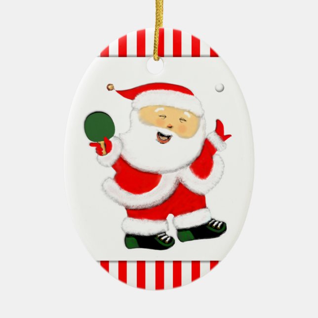 Personalised Table Tennis Holiday Gift Ceramic Ornament (Front)