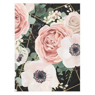 Personalised Tablecloth Geometric Garden Rose Blac