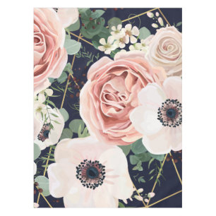 Personalised Tablecloth Geometric Garden Rose Navy