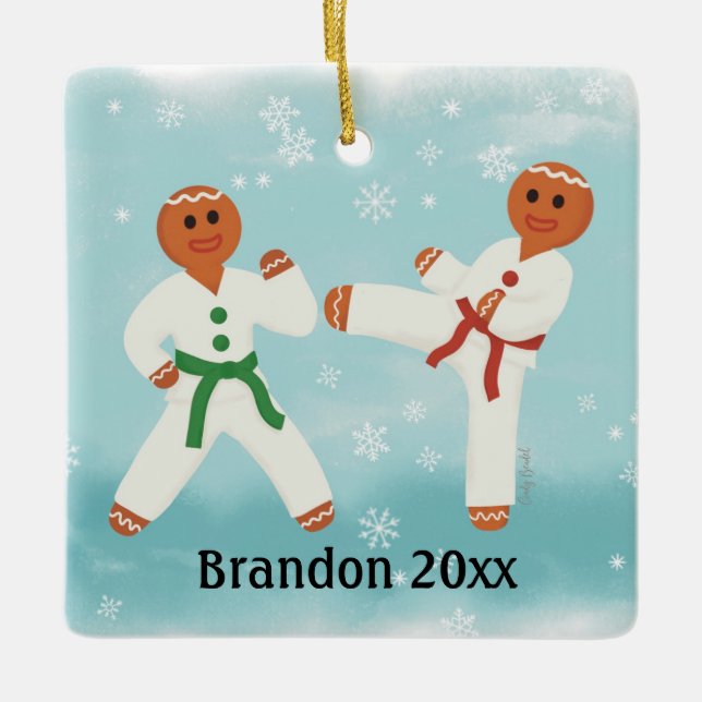 Personalised Taekwondo Karate Judo Martial Arts Ceramic Ornament (Front)