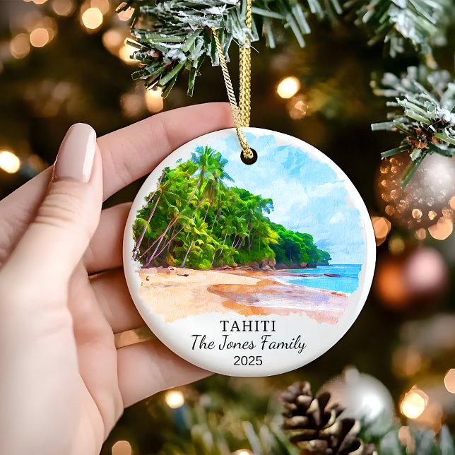 Personalised Tahiti Ornament, French Polynesia Ceramic Ornament (Creator Uploaded)