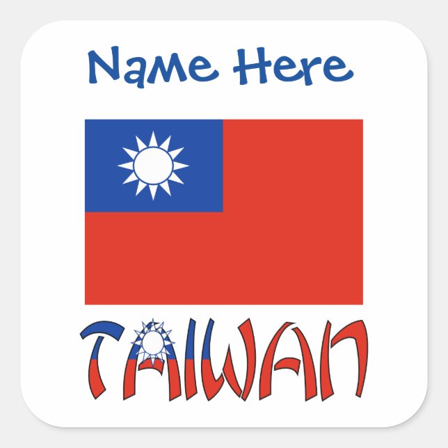 Personalised Taiwan Flag Label Sticker (Front)