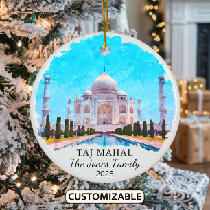 Personalised Taj Mahal Ornament, India Ceramic Ornament