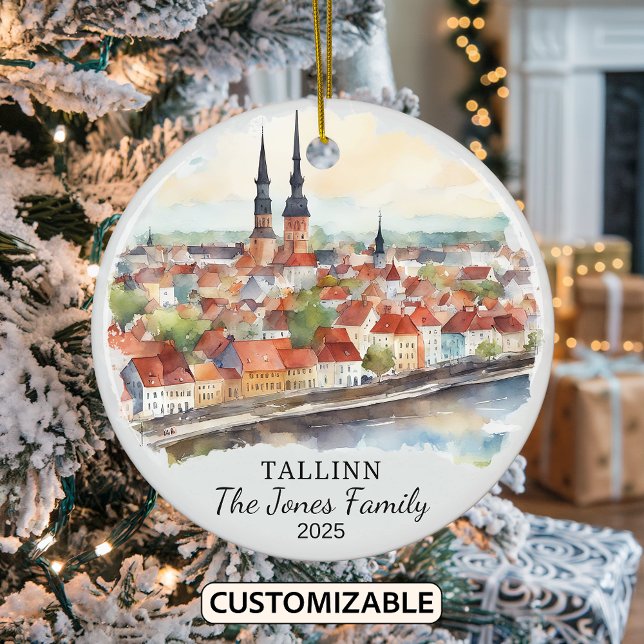 Personalised Tallinn Ornament, Estonia Gift Ceramic Ornament (Creator Uploaded)