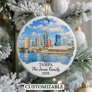 Personalised Tampa Ornament, Custom Florida Ceramic Ornament