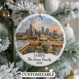 Personalised Tampa Ornament, Custom Florida Ceramic Ornament