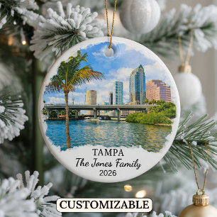 Personalised Tampa Ornament, Custom Florida Ceramic Ornament