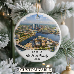 Personalised Tampa Ornament, Custom Florida Ceramic Ornament