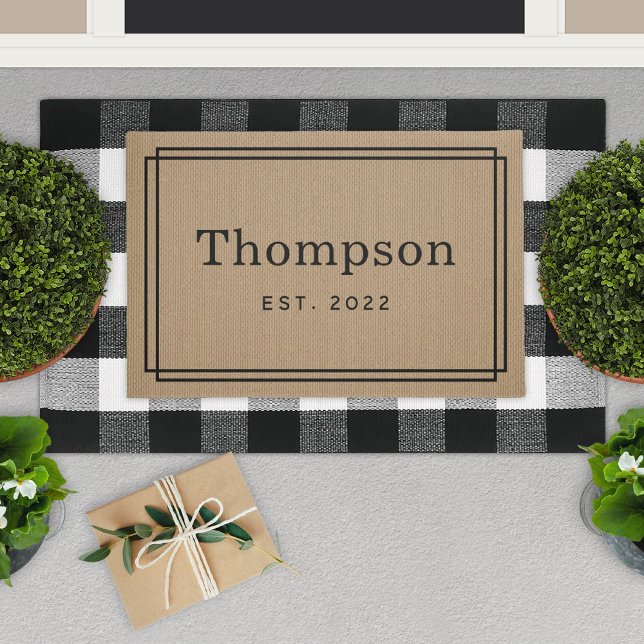 Personalised Tan Family Last Name Monogram Doormat (Creator Uploaded)