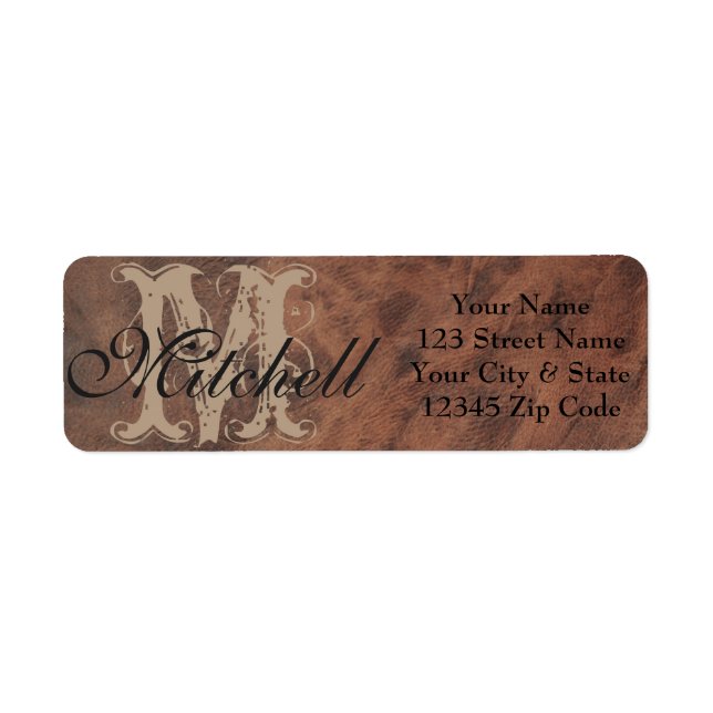 Personalised Tan Leather Return address labels (Front)