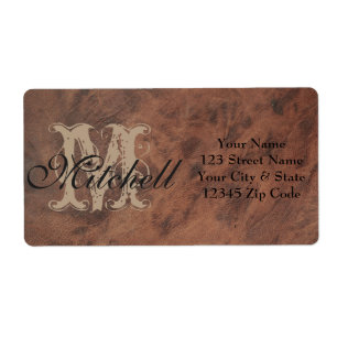 Personalised Tan Leather Shipping address labels
