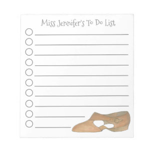 Personalised Tan Lyrical Modern Dance Teacher Gift Notepad