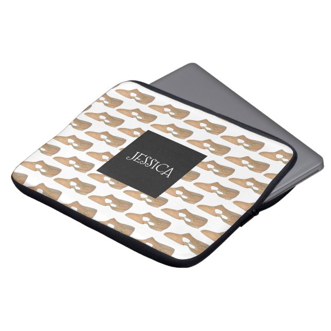 Personalised Tan Lyrical Shoe Dance Teacher Gift Laptop Sleeve (Front Top)