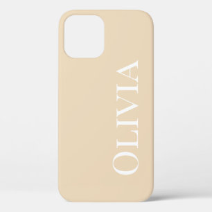 Personalised Tan Modern White Typography iPhone 12 Pro Case