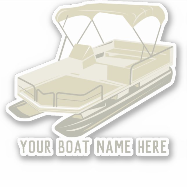 Personalised Tan Pontoon Boat Decal Sticker (Front)