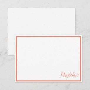 Personalised Tangerine and White Note Cards