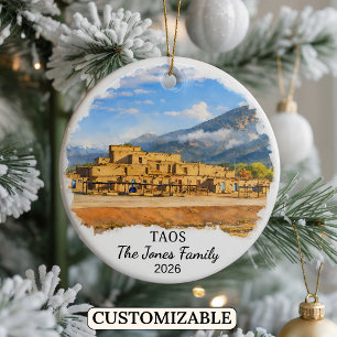 Personalised Taos Ornament, Custom New Mexico Ceramic Ornament