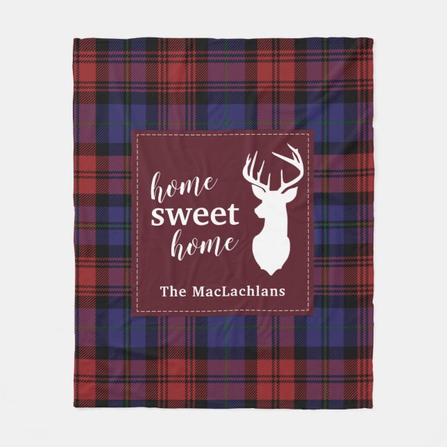Personalised Tartan Christmas Clan MacLachlan Fleece Blanket (Front)