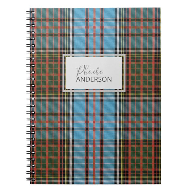Personalised Tartan Clan Anderson Plaid Check Notebook (Front)