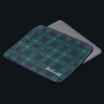 Personalised Tartan Clan Black Watch Plaid Custom Laptop Sleeve<br><div class="desc">Custom Clan Black Watch tartan blue green and dark grey check design laptop sleeve for anyone who loves classic and elegant cover for their treasured accessories. Perfect gift for family, dad, husband or other special gift giving occasions. Celebrate all things tradition and family clan with this cool Clan Black Watch...</div>