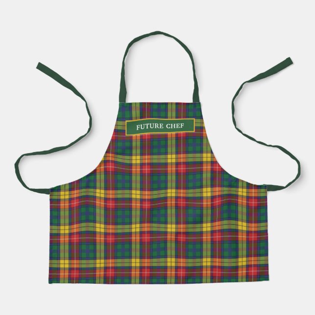 Personalised Tartan Clan Buchanan Plaid Pattern Apron (Front)