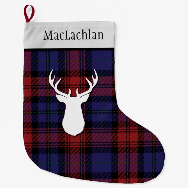 Personalised Tartan Clan MacLachlan Plaid Large Christmas Stocking (Front)