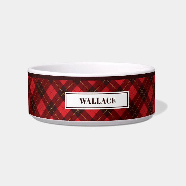 Personalised Tartan Clan Wallace Plaid Pattern Bowl (Front)