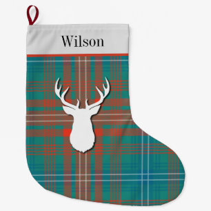 Personalised Tartan Clan Wilson Plaid Large Christmas Stocking