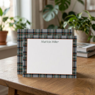 Personalised Tartan Note Card with Plaid Backgroun