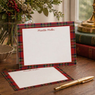 Personalised Tartan Note Card with Plaid Backgroun
